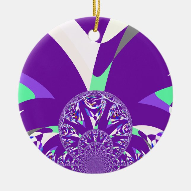 Retro Blue Cyan Kaleidoskop Art Print Keramik Ornament (Vorne)