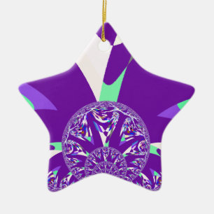 Retro Blue Cyan Kaleidoskop Art Print Keramikornament