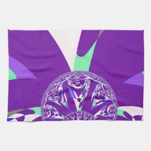 Retro Blue Cyan Kaleidoskop Art Print Küchentuch