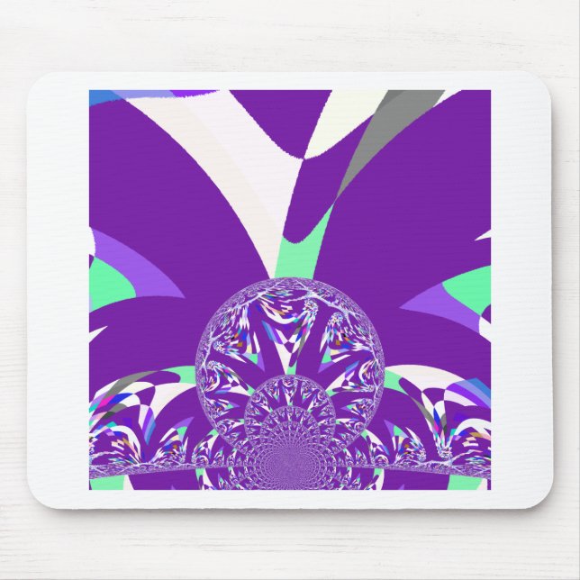 Retro Blue Cyan Kaleidoskop Art Print Mousepad (Vorne)