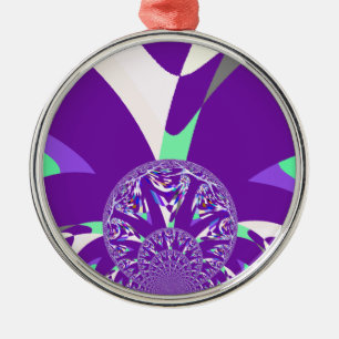 Retro Blue Cyan Kaleidoskop Art Print Silbernes Ornament