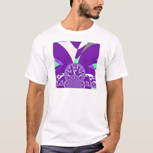 Retro Blue Cyan Kaleidoskop Art Print T-Shirt (Vorderseite)
