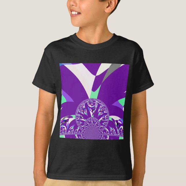 Retro Blue Cyan Kaleidoskop Art Print T-Shirt (Vorderseite)