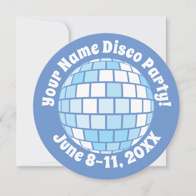 Retro Blue Disco Ball PERSONALISIERT Einladung (Vorderseite)