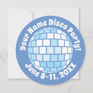 Retro Blue Disco Ball PERSONALISIERT Einladung