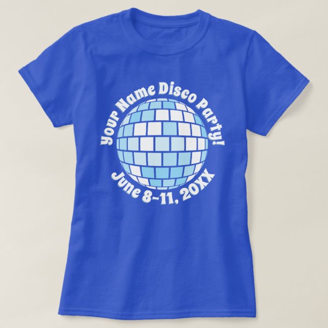 Retro Blue Disco Ball PERSONALISIERTER T - Shirt (Design vorne)