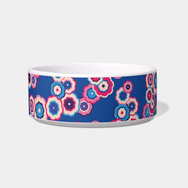 Retro Blue Floral Napf (Vorderseite)