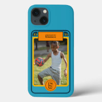 Retro Blue Football Card inspiriert