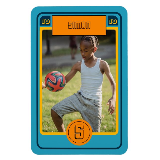 Retro Blue Football Card inspiriert Personalisiert Magnet (Vertikal)