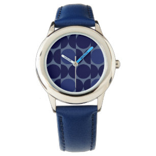 Retro Blue Geometric Armbanduhr