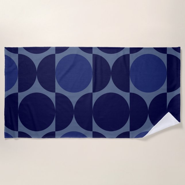 Retro Blue Geometric Strandtuch (Vorderseite)