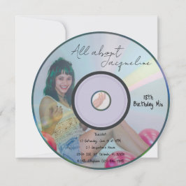 Retro Blue Girls Musik CD Geburtstag Einladung