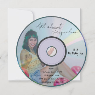 Retro Blue Girls Musik CD Geburtstag Einladung