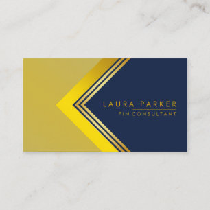 Retro Blue Gold Geometrie Finanzbau Visitenkarte