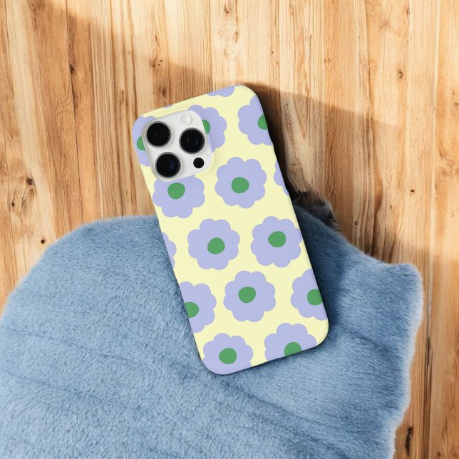 Retro Blue Green Floral Whimsical Preppy Hippie Case-Mate iPhone Hülle (Von Creator hochgeladen)