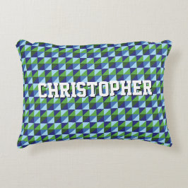 Retro Blue & Green Geometric Triangle Abstract Dekokissen