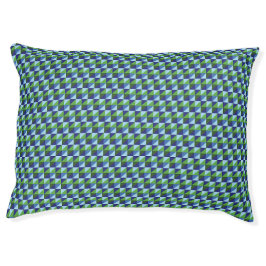 Retro Blue & Green Geometric Triangle Abstrakt Haustierbett