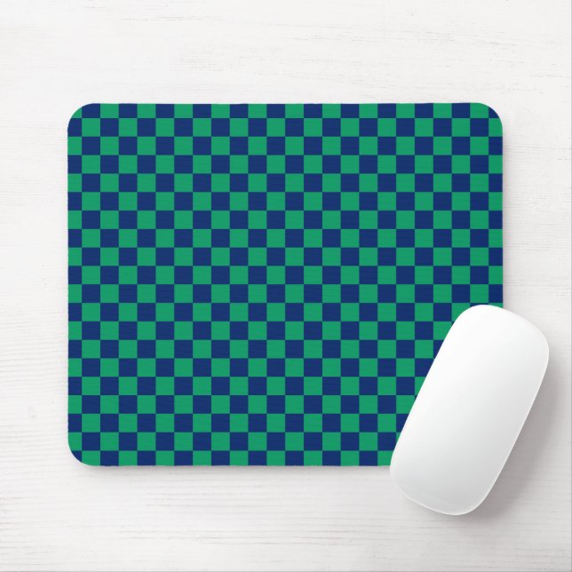 Retro Blue Green Karos Checked Mousepad (Mit Mouse)