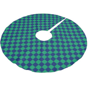 Retro Blue Green Karos Checked Polyester Weihnachtsbaumdecke