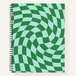 Retro Blue Green Pastel Warped Karos überprüft Notizbuch