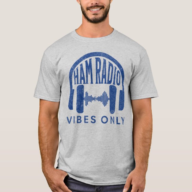 Retro Blue Ham Radio Vibes Only Amateur Radio T-Shirt (Vorderseite)