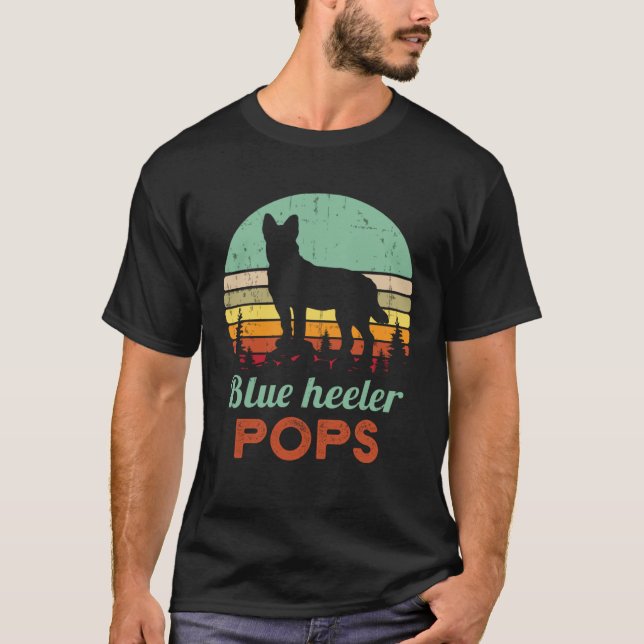 Retro Blue Heeler Pops 70s Father Australian Cattl T-Shirt (Vorderseite)