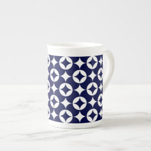 Retro Blue Interlocking Circles Shippo Geometric Prozellantasse