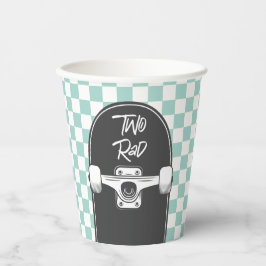 Retro Blue Karo Skateboard zwei krasse 2. Geburtst Pappbecher