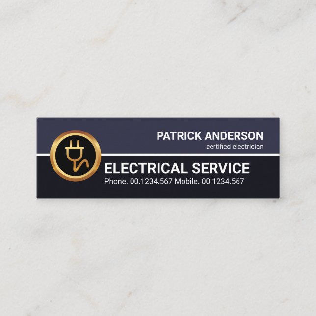 Retro Blue Layers Beruflich Gold Power Plug Mini Visitenkarte (Vorderseite)