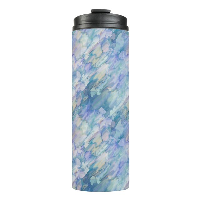 Retro Blue Lila Raindrop Muster Thermosbecher (Vorderseite)