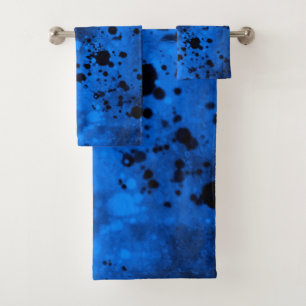 Retro Blue Paint Spritzer Badhandtuch Set