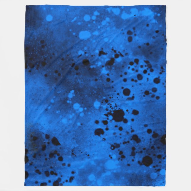 Retro Blue Paint Spritzer Fleece Blankon (Vorderseite)