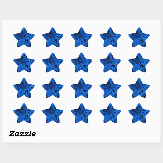 Retro Blue Paint Spritzer Star Sticker (Blatt)