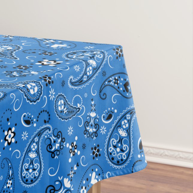 Retro Blue Paisley Bandana Muster Tischdecke (Beispiel)