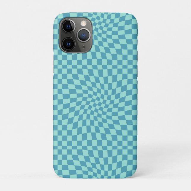 Retro Blue Pastell Warped Karos Checkerboard Case-Mate iPhone Hülle (Rückseite)