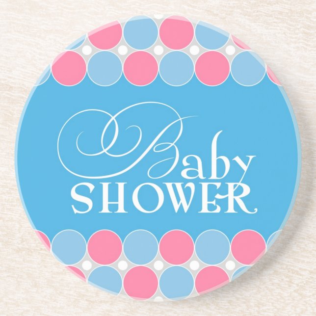 Retro Blue Pink Baby Dusche Untersetzer (Vorne)