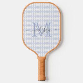 Retro Blue Pink Diamond Shape Muster Pickleball Schläger