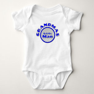 Retro Blue Polka Dot Grandmas Little Man Strampler