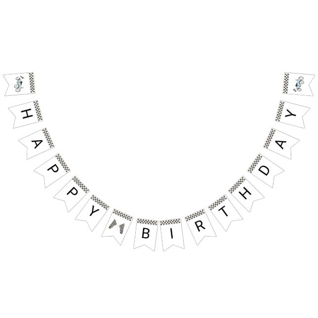 Retro Blue Race Auto Ride On Bunting Fahnen Wimpelkette (Alle)