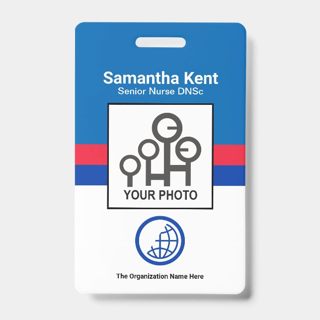 Retro Blue Red Shade Columns Foto Staff Nurse ID Ausweis (Vorderseite)