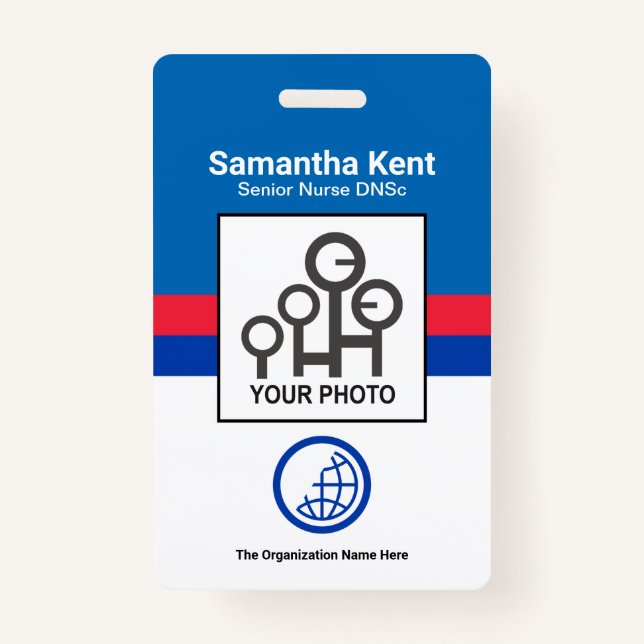 Retro Blue Red Shade Columns Foto Staff Nurse ID Ausweis (Vorderseite)