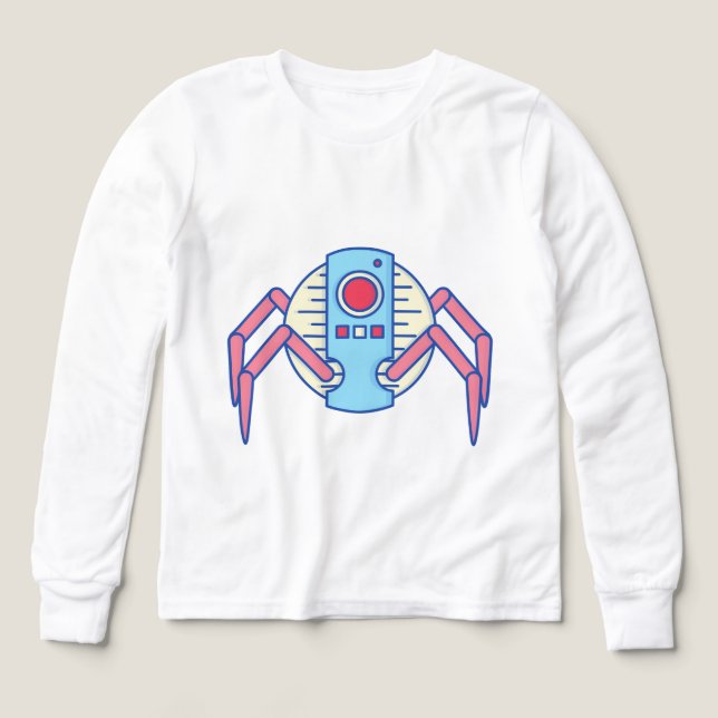Retro Blue Robot Spider Walker Illustration (Design Vorderseite)