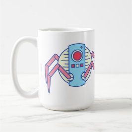 Retro Blue Robot Spider Walker Illustration Kaffeetasse