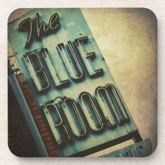 Retro Blue Room Cocktail Lounge Schild Getränkeuntersetzer