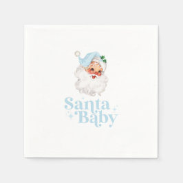 Retro Blue Santa Baby Weihnachtsdusche Serviette