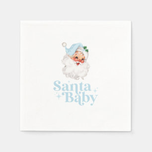 Retro Blue Santa Baby Weihnachtsdusche Serviette