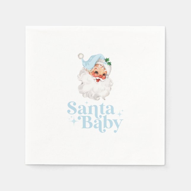 Retro Blue Santa Baby Weihnachtsdusche Serviette (Vorderseite)