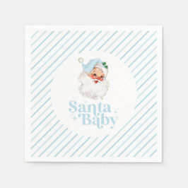 Retro Blue Santa Baby Weihnachtsdusche Serviette
