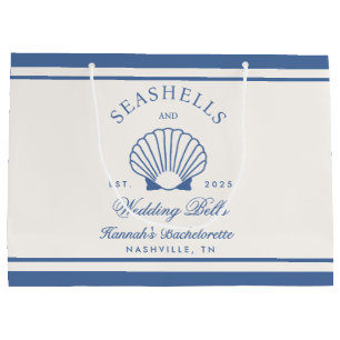 Retro Blue Seashells & Wedding Bells Bachelorette Große Geschenktüte