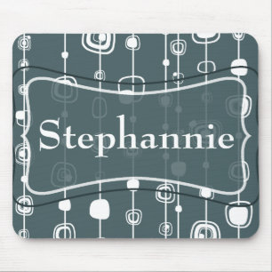 Retro Blue Squares 1950 Groovy Mousepad